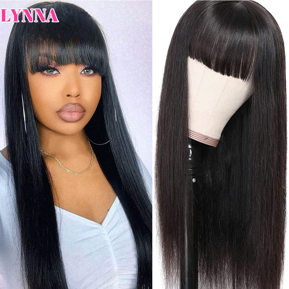 

Straight Peruvian Hair Wigs Full Machine Made Straight Human Hair Wigs With Bangs Short Long Hair Wig Human For Black Women