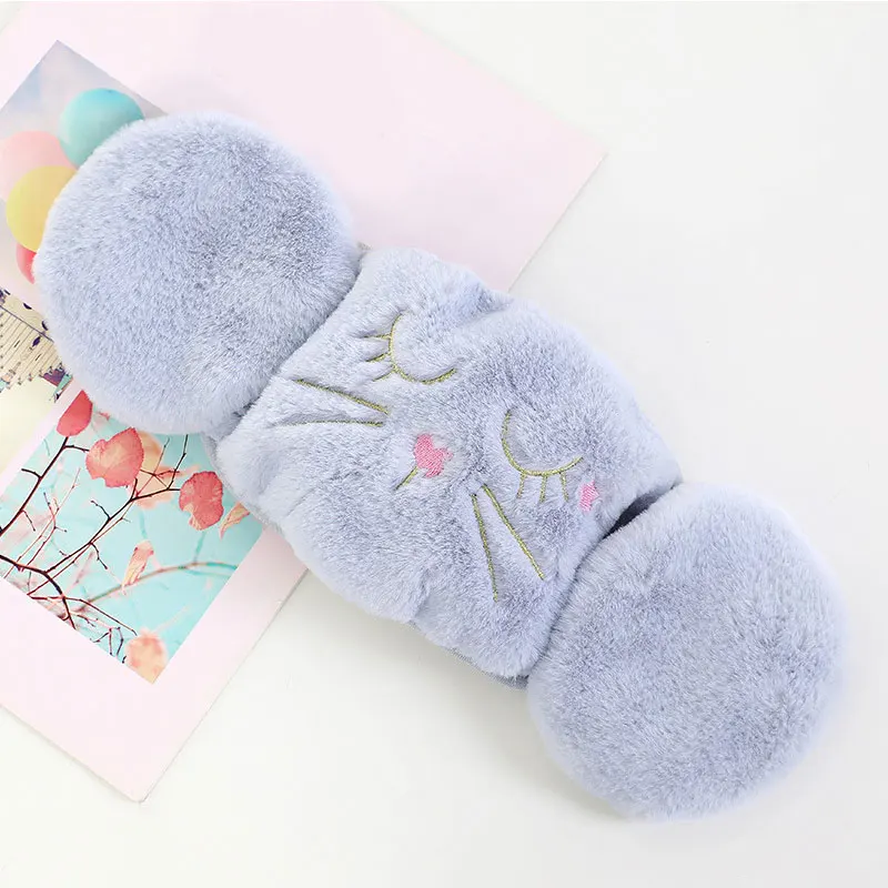 blue cat Новая женская маска, наушники, интегрированные зимние уличные велосипедные плотные маски, теплые плюшевые наушники, модные милые хлопковые Чехлы для лица - Цвет: blue cat