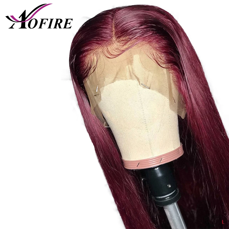 99J Бургундский Омбре красный цвет Предварительно выщипывающийся 13x6 кружевные