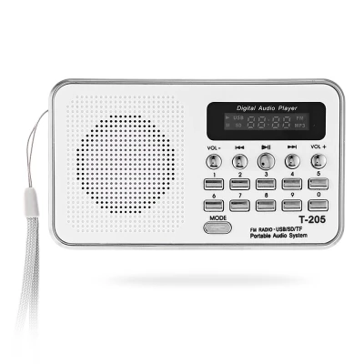 T-205 мини портативный FM радио перезаряжаемый цифровой светодиодный MP3 динамик плеер Поддержка TF SD карты воспроизведение AUX вход громкий динамик