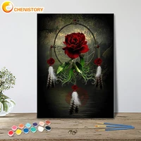 chenistory 6075 frame coloring by numbers rose dream catcher landscape paint canvas picture oil painting handpainted home deco