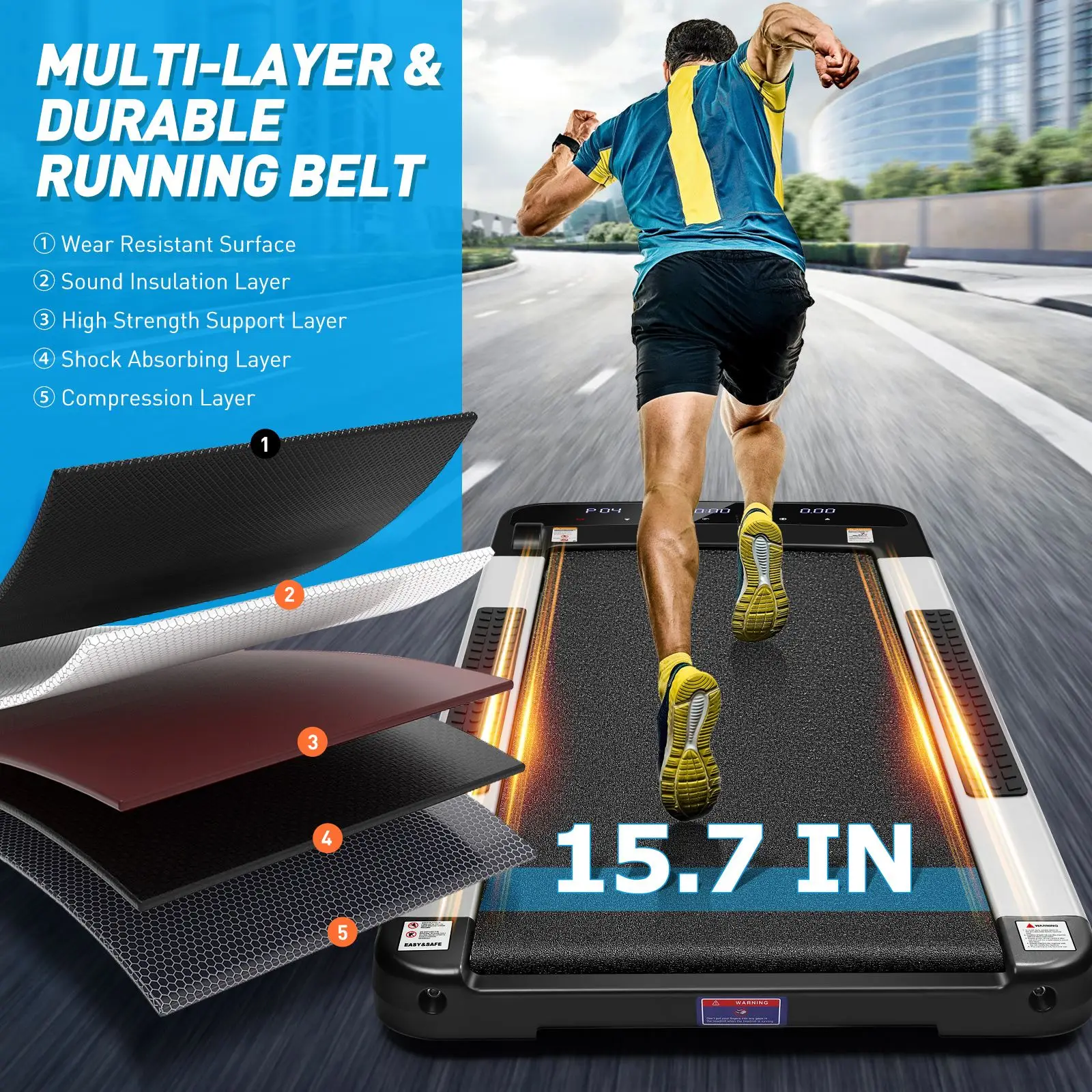 

1.5HP Under Desk Treadmill Walking Pad Flat Slim Treadmill Remote Controller Running Machine With Smooth Moving Wheels 2021