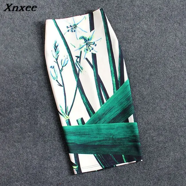 Женская юбка-карандаш с цветочным принтом до колена | одежда