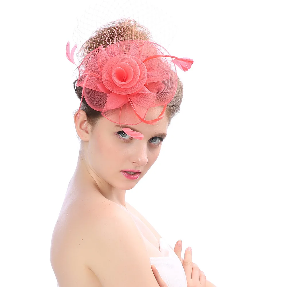 

Новая свадебная сетчатая фата с бантом и перьями, очаровательные свадебные головные уборы, головной убор с гребнем, головной убор для вечев...