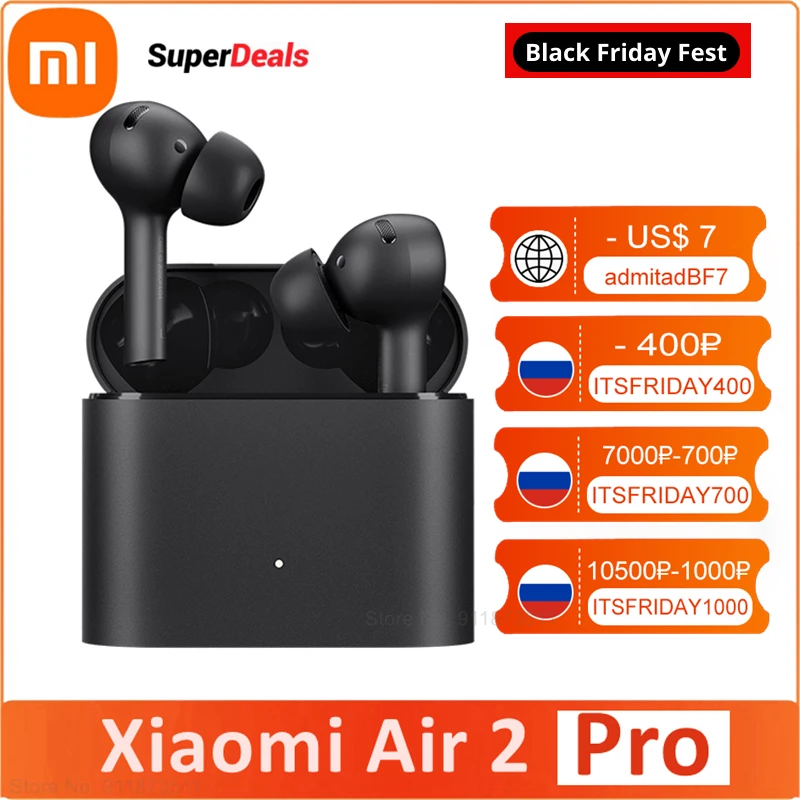  Наушники Xiaomi Air 2 Pro, TWS, Bluetooth, активное шумоподавление, сенсорное управление, 3 микрофона 