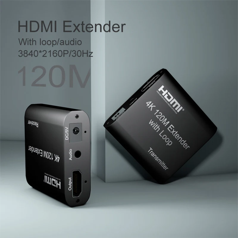 4K HDMI совместимый удлинитель RJ45 LAN CAT5E/6 120M HD 3 5 мм аудио выход через Ethernet Cat 6 для PS3 TV