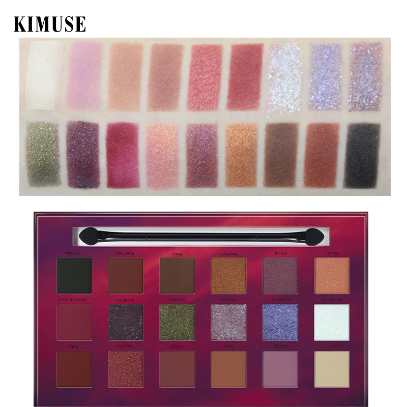 KIMUSE палитра теней для век матовые мерцающие тени 18 цветов водостойкие дымчатые
