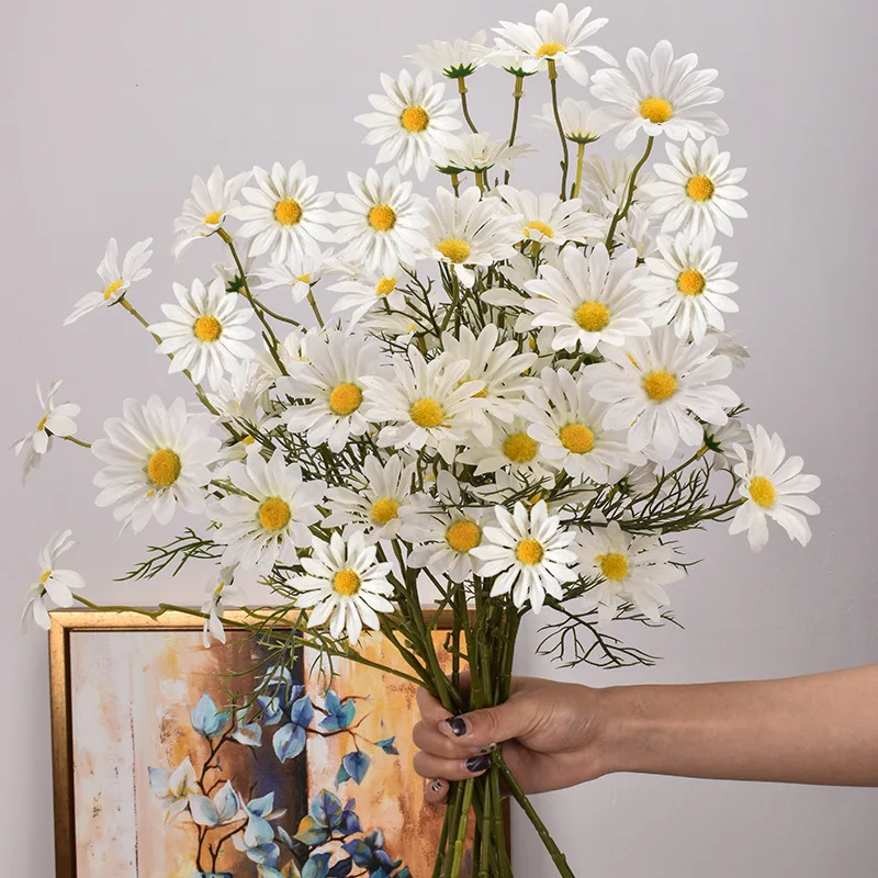 

5 head Daisy Wedding Bridal Bouquet Silk Flower Artificial Flowers Fake Plants for Home Wedding Decoration indoor