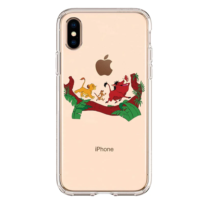 TPU Милый мягкий силиконовый чехол из ТПУ с изображением короля льва Simba для телефона iPhone XS MAX 6 6S 7 8 Plus X XR прозрачный чехол - Цвет: TPU