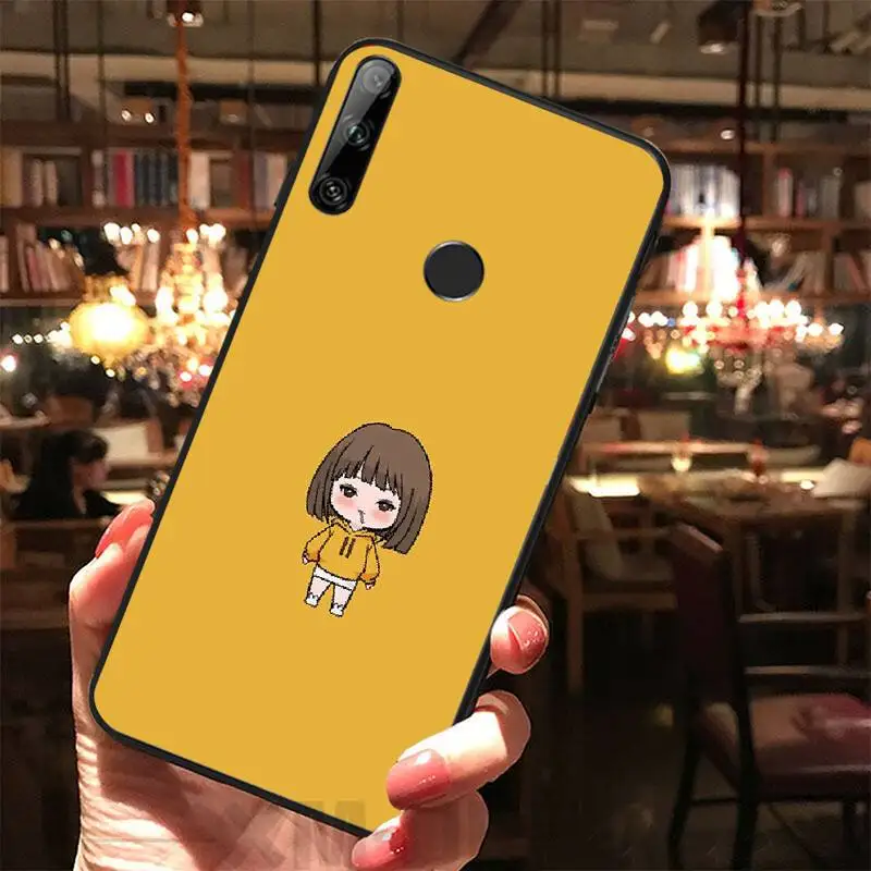 BaweiTE Cute little girl Soft Silicone Black Phone Case For Huawei Y5 Y6 Y7 Y9 Prime Pro II 2019 2018 | Мобильные телефоны и