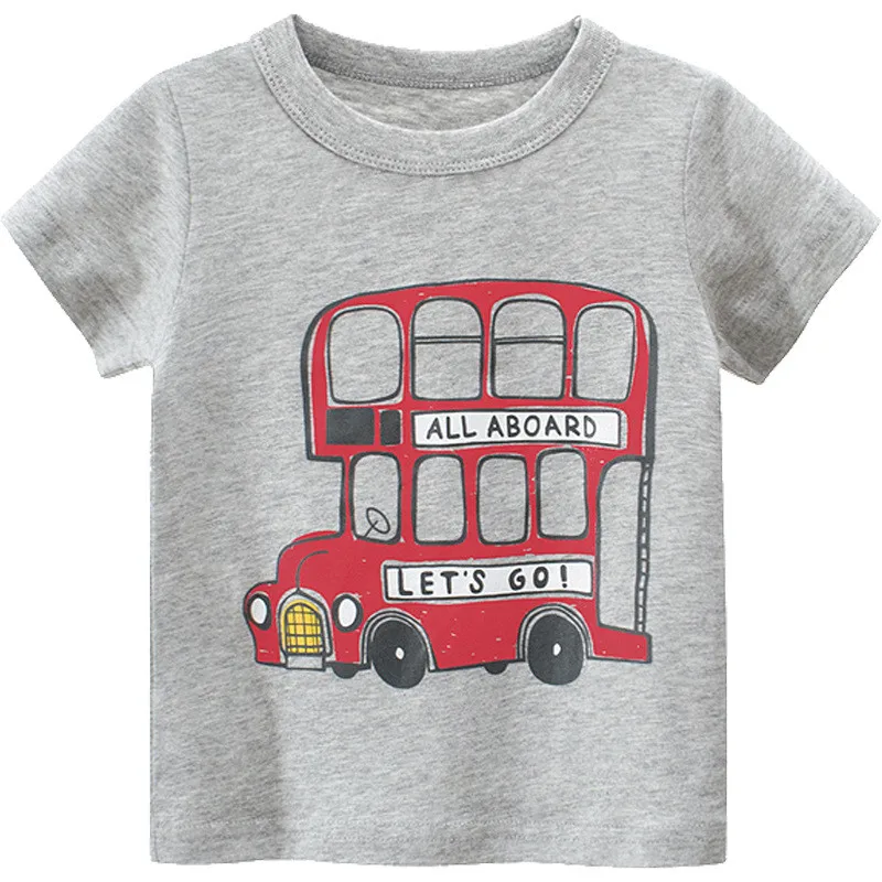

Baby boy clothes Children T-Shirt Cotton Breathable soft Cartoon double decker bus kids fashion sport top clothes