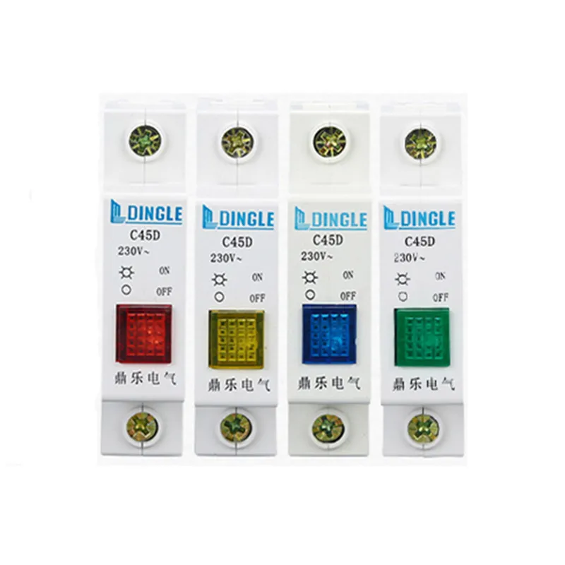 

4Pcs Din Rail Mount 220V Indicator LED Lamp C45D Indicating LED Signal Light Indication Pilot Light