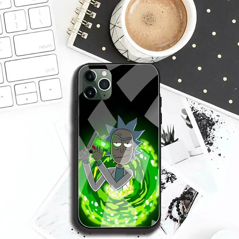 

PENGHUWAN Cartoon Ricks Mortys Phone Case Tempered Glass For iPhone 11 Pro XR XS MAX 8 X 7 6S 6 Plus SE 2020 case