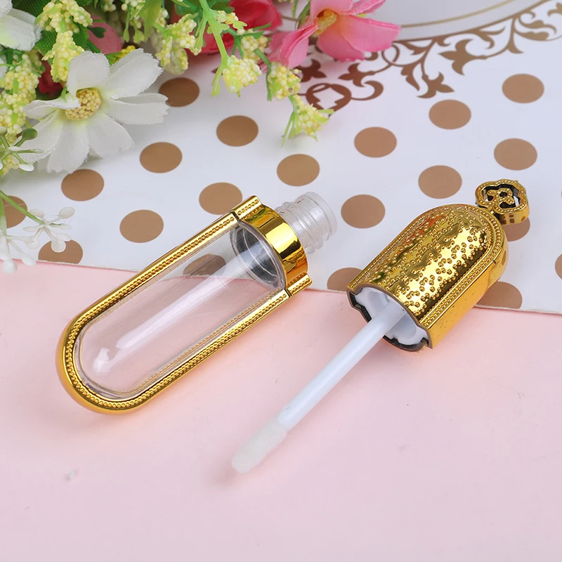 

1PCS Women Fashion 8ml Gold+Clear Empty Plastic Lip Gloss Tube Balm Bottle Container Refillable Pretty Tool