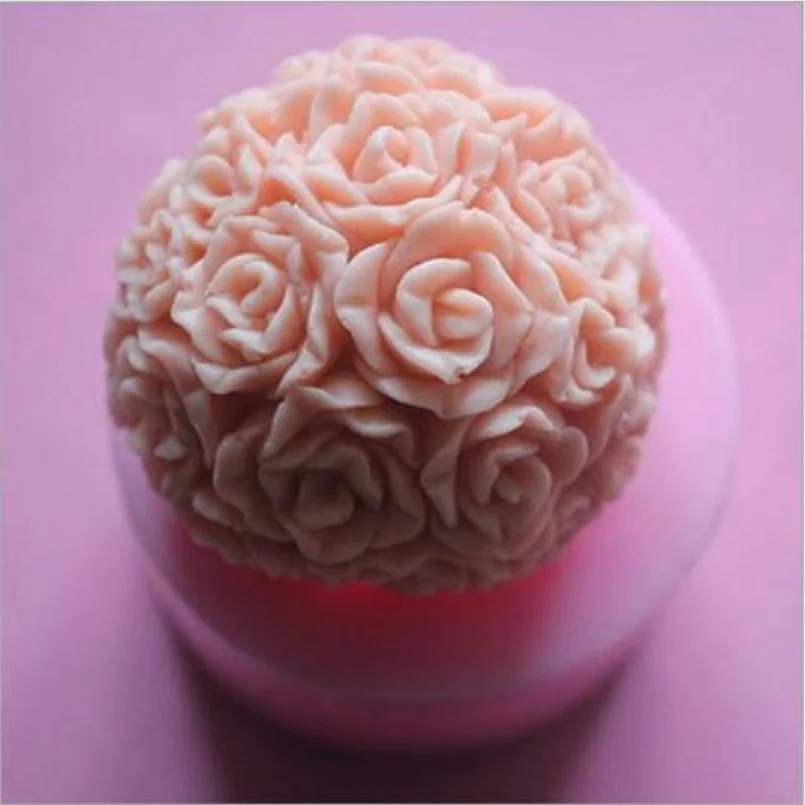 Валентина 3D Свадебные розовые шары Силиконовые свечи DIY прессформы Мыло Форма