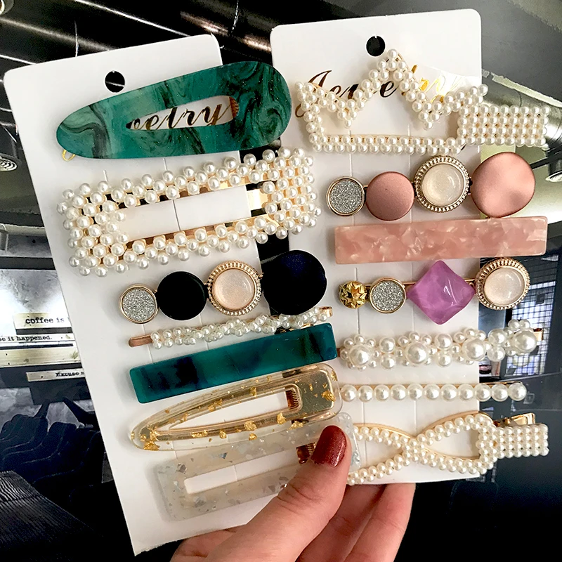 

Conjunto de pinzas de perlas acrilicas para cabello para nina y mujer, adornos para el cabello, pasadores, pasadores, accesorios