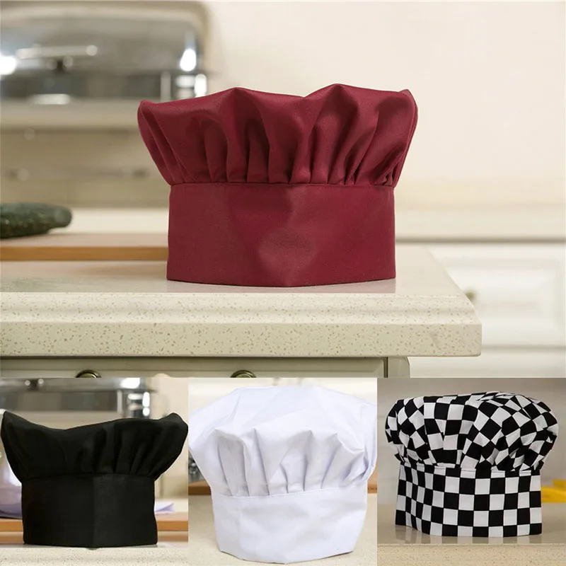 Gorro de cocina Unisex, gorro de Chef, camarero, uniforme, para hornear, barbacoa, parrilla, restaurante, trabajo-0