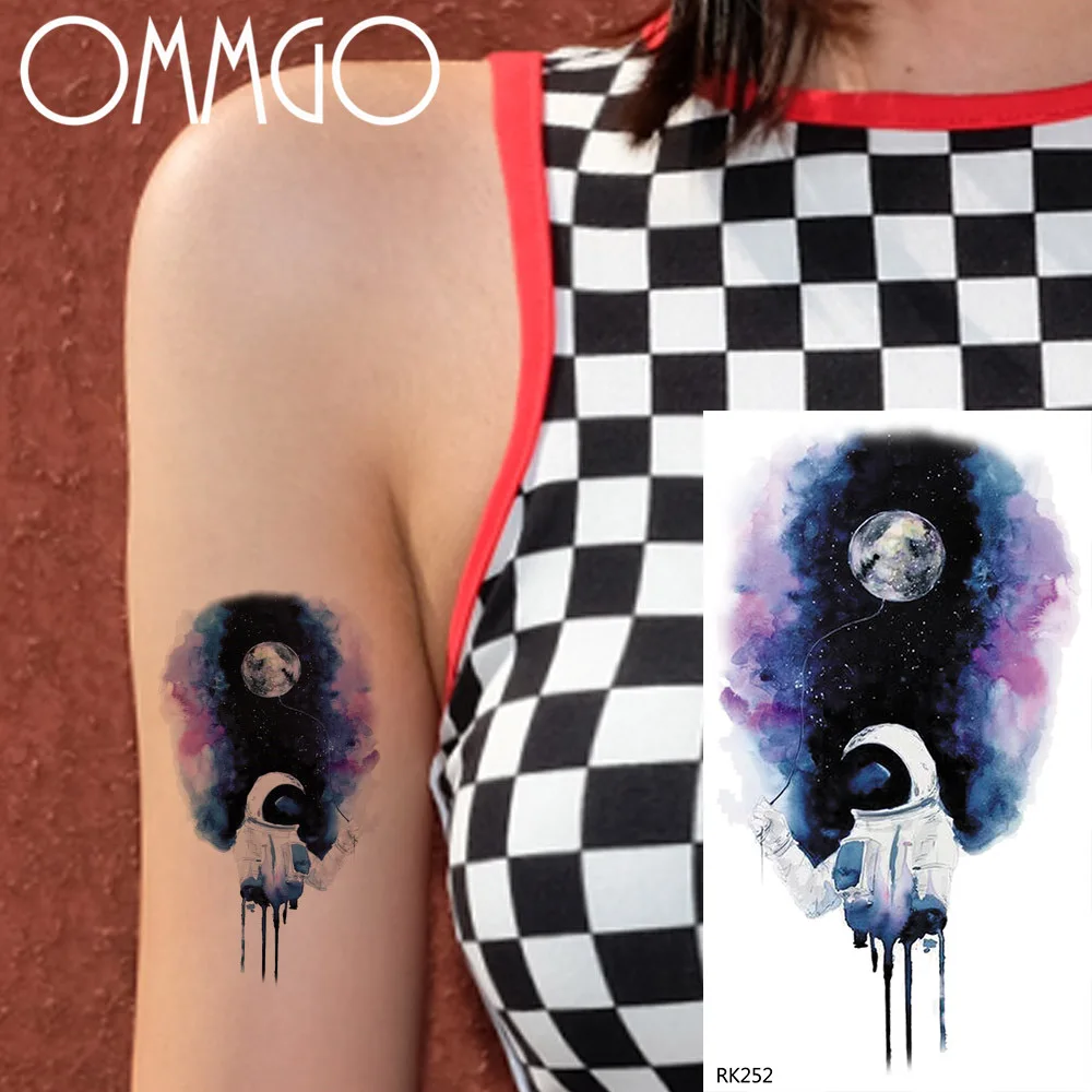 Акварельная Вселенная Галактика Космос Временная 3D татуировка для мужчин и