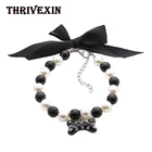 Ожерелье с жемчугом для собак и кошек, цепочка-ошейник, персонализированная подвеска в виде кости, товары для домашних животных, аксессуары из искусственного жемчуга, товары для домашних животных