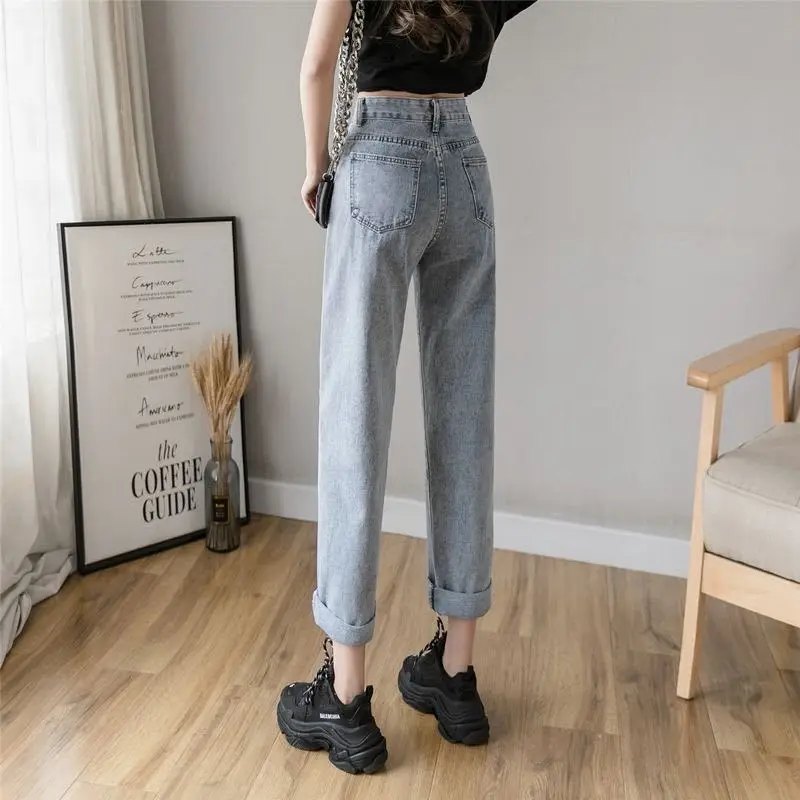 

High Waist Wide Leg Jeans Women's 2021 summer thin loose Korean slim and versatile straight pants