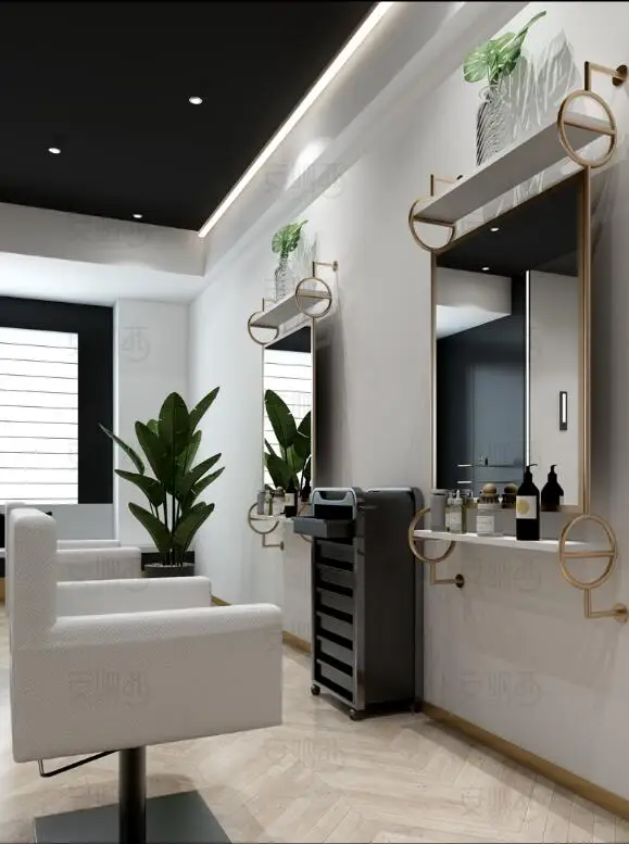 Скандинавском стиле Парикмахерская зеркала стенд светильник роскошного металла