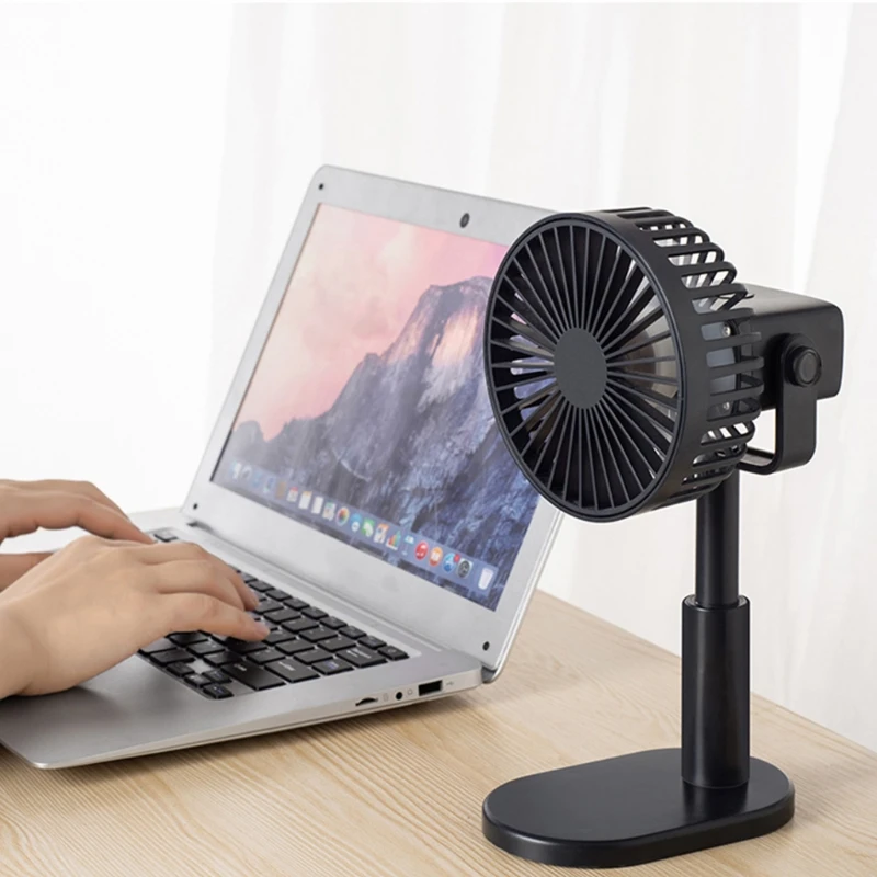 

Rechargeable Mini Fan with 3 Speeds USB Desk Fan Strong Airflow for Office Travel Outdoors Swing Head Black/White