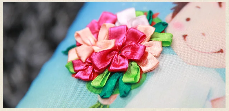 3D Набор для вышивки лентами синими и белыми ромашками чехлов подушек ручной