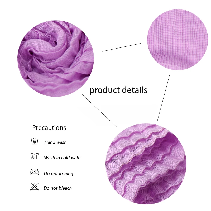 Модные гофрированные плиссированные шарфы женский головной платок исламский