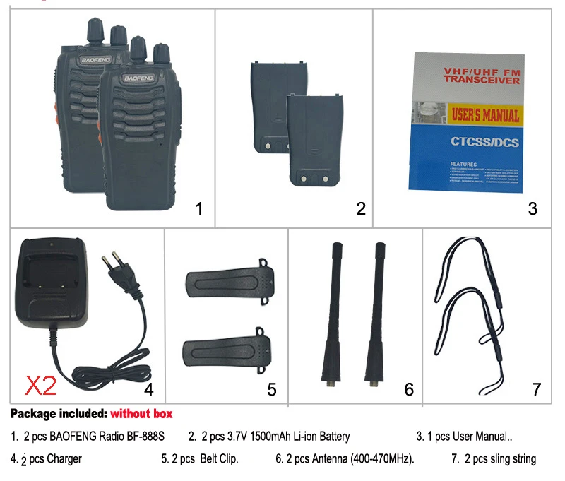 2 шт./лот baofeng BF-888S Walkie talkie двухстороннее Радио BF 888s UHF 400-470MHz 16CH рация радио приемопередатчик