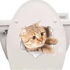 Новый 3D стикер на стену с кошкой Кот Туалет наклейки плакат отверстие животных настенные наклейки детская комната ванная комната искусство домашвечерние Декор обои