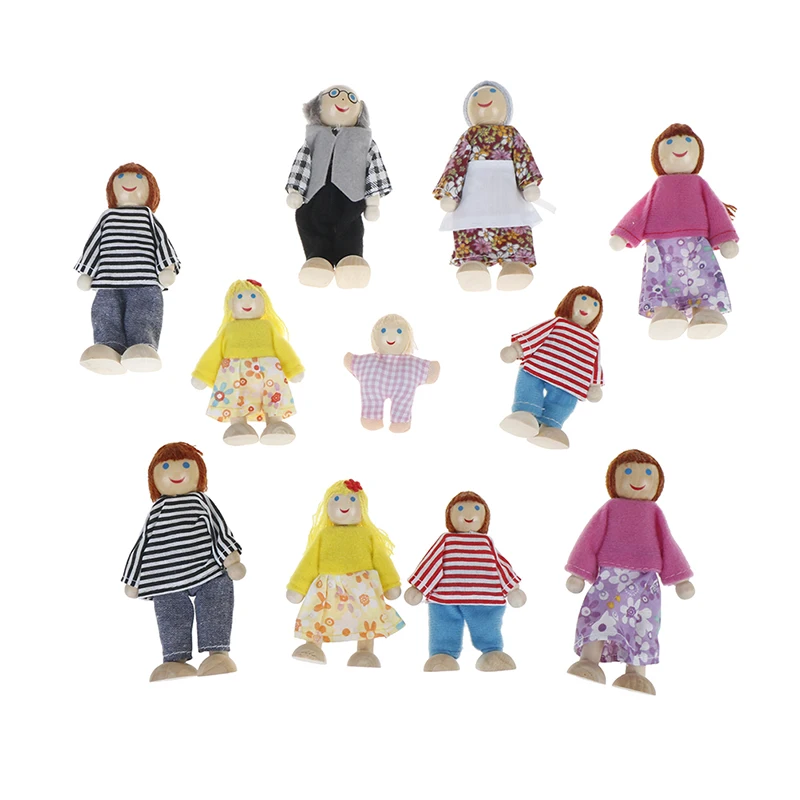 

Набор маленьких деревянных игрушек счастливый Кукольный дом Семейные Куклы Фигурки с одеждой персонажи Дети Детская игра кукла подарок Де...