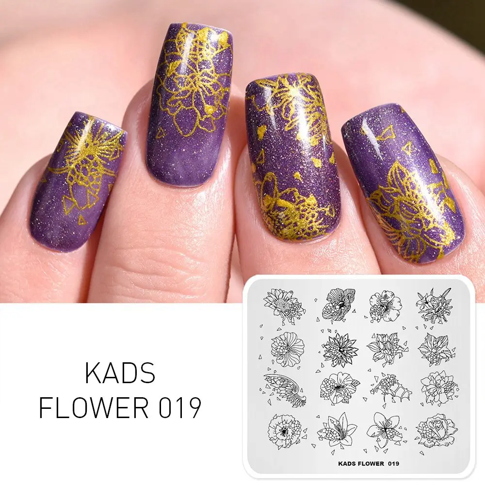 Flower 019 Штамповка ногтей пластины дизайн ногтей штамповка шаблон геометрический штамп для ногтей трафареты для ногтей штамп маникюрная форма 36 вариантов стемпинг пластина для стемпинга маникюр штамп для ногтей трафарет для - Цвет: Flower 019