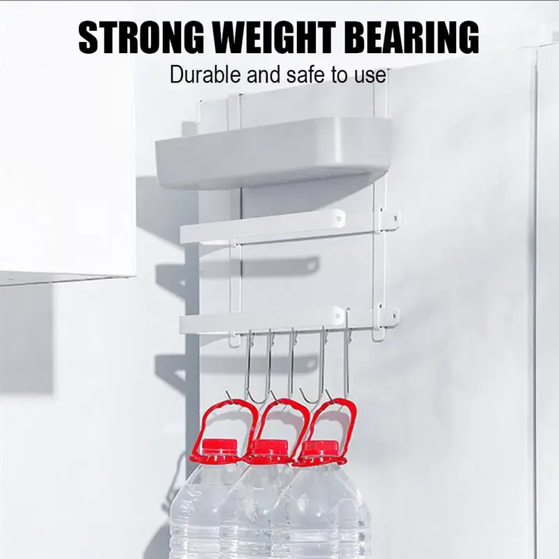 

Refrigerator Shelf Multifunction Layered Wall Mounted Storage Rack Household Kitchen Plastic Film Organizer Hook