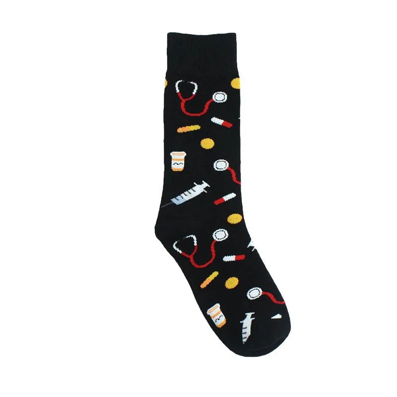Мужских носков стетоскоп Носки мультфильм печатных шприц Chaussette Смешные новинки