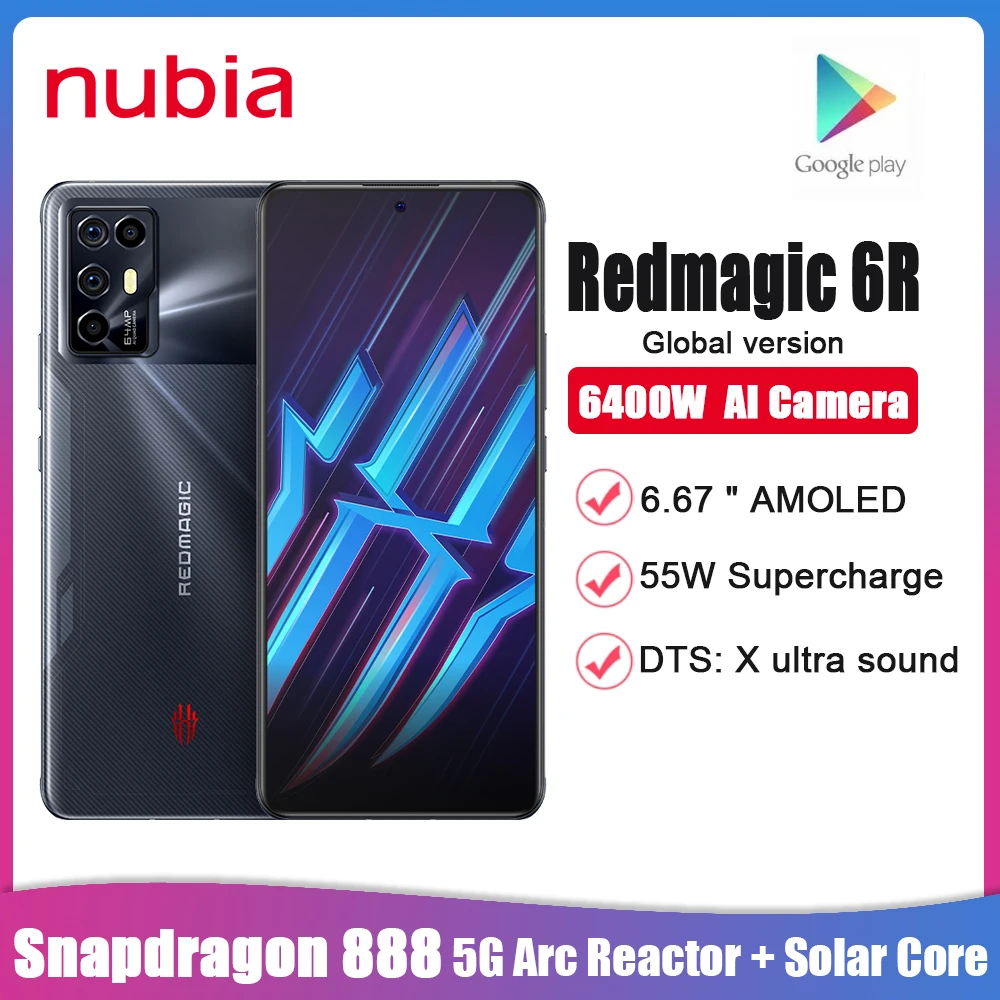 

Original Global Version Nubia RedMagic 6R Gaming Smartphone 6.67‘’ Snapdragon 888 Octa Core 64MP Quad Camera Red Magic 6R