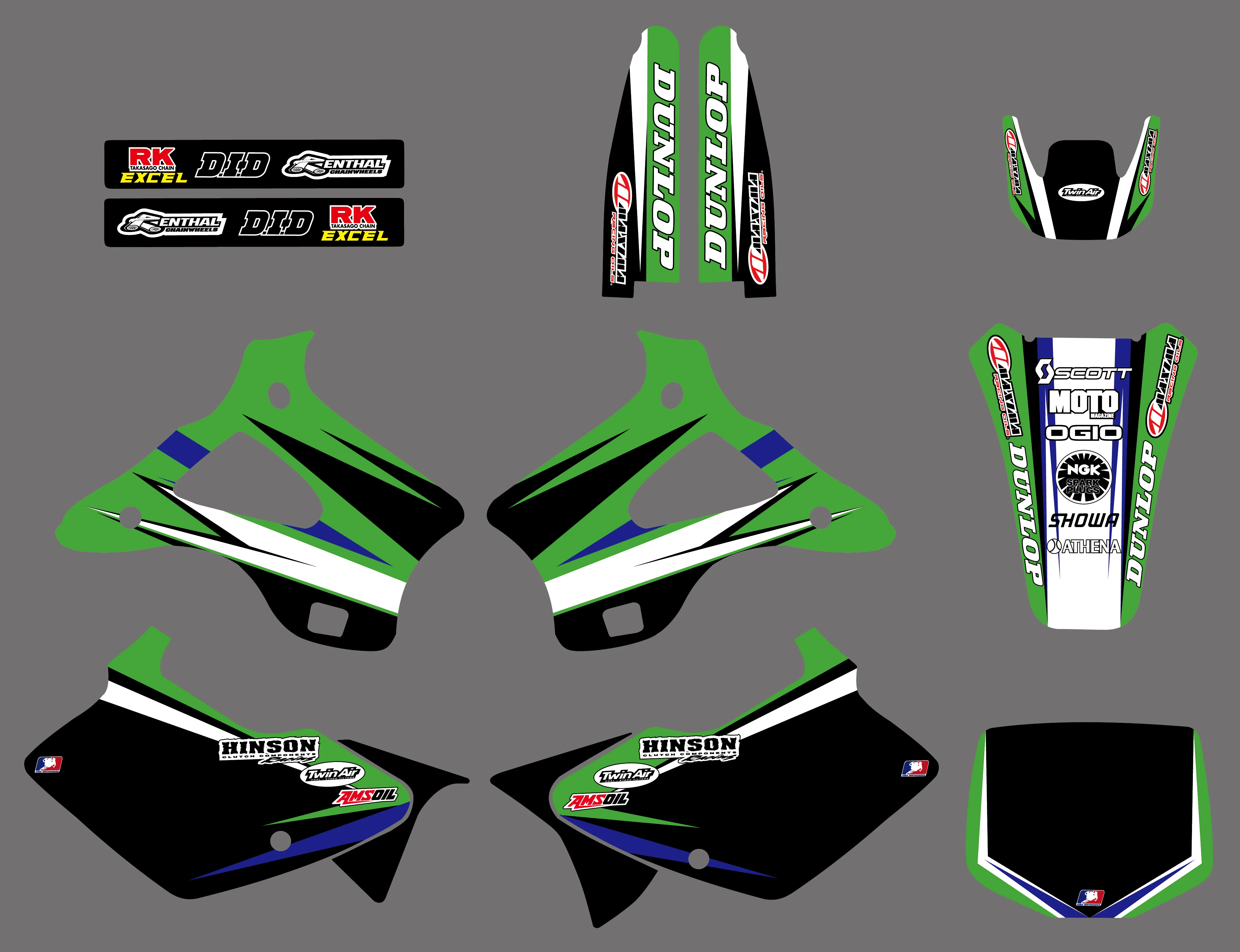 

Motorcycle New Style Team Graphics Background Decal Sticker Kit For Kawsaki KX125 KX250 KX 125 250 1994-1998 1997 1996 1995