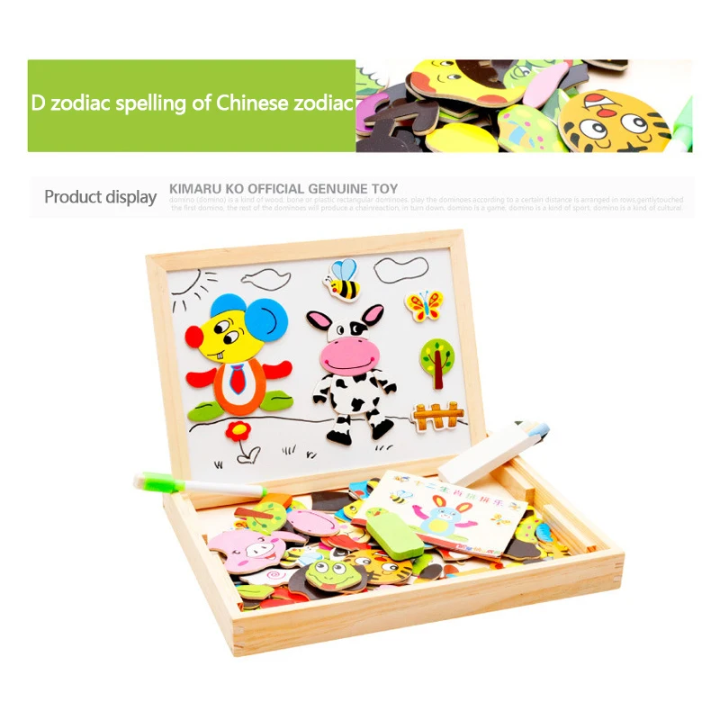 Деревянная Магнитная картина головоломка с животными|Пазлы| |