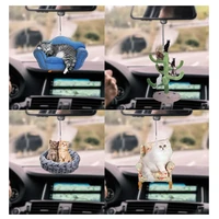 cute cat hanging ornaments car decor acrylic cats kittens hang decorations for auto car inside rearview mirror pendant decor