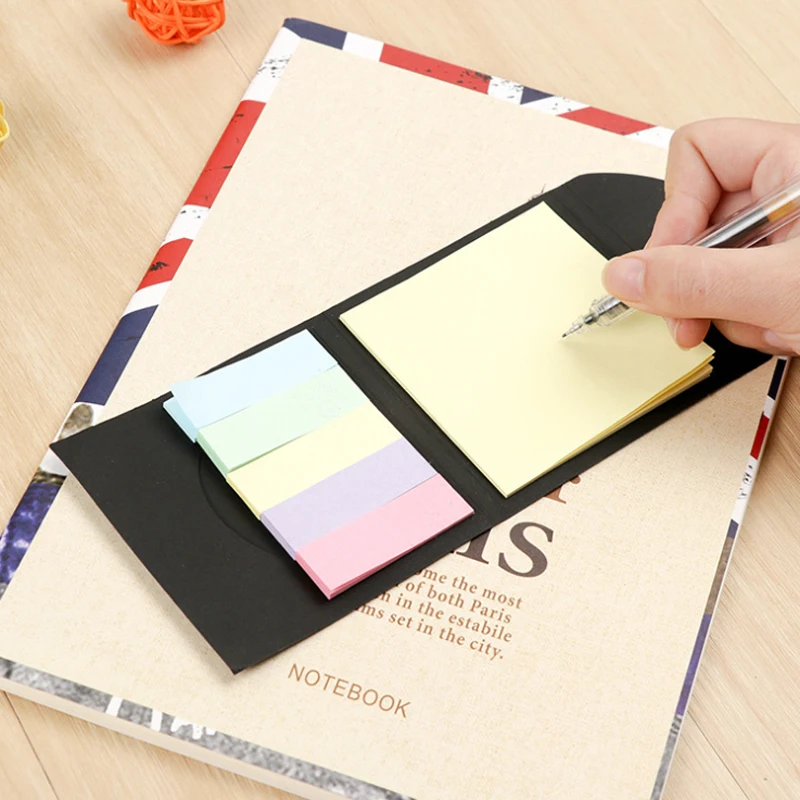 100pcs /pack Kraft Black Paper Cover Memo Pad Sticky Notes Stationery Sticker Planner Stickers Notepads Office School Supplies |