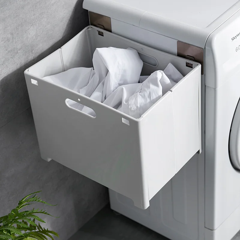 

New Laundry Basket Foldable Clothes Baskets Wall Hanging Type Space Household Toilet Wall Mounted Non Perforated Storage Baskets