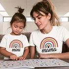 Радужные Семейные футболки для матери и дочери, семейная Одинаковая одежда в стиле панк для мамы, хлопковая мини-футболка, топы, семейный образ, одежда для мальчиков и мам