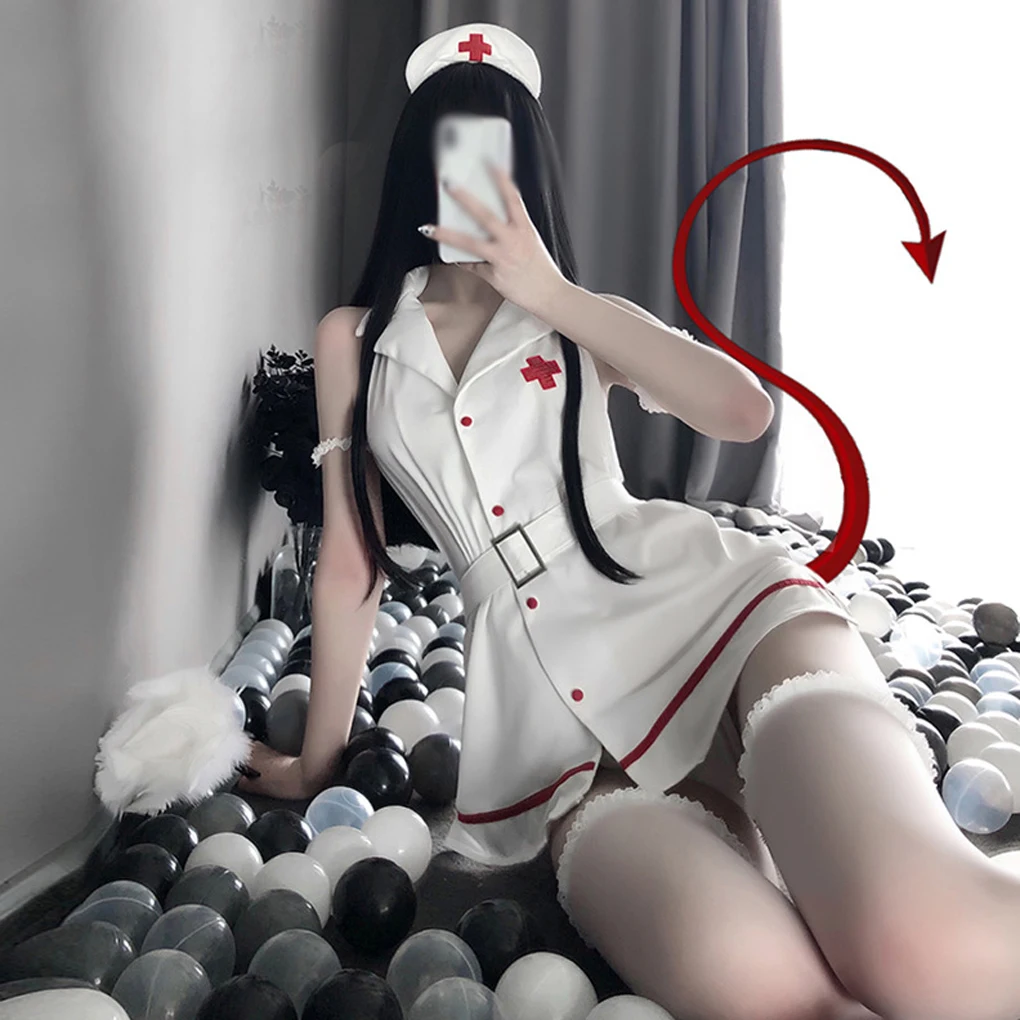 

Women Role Play Cosplay Fancy Dress Set Sexy Nightgowns Sexy Lingeries Set Maid Waitress Servant Lingeries Nurse Uniform