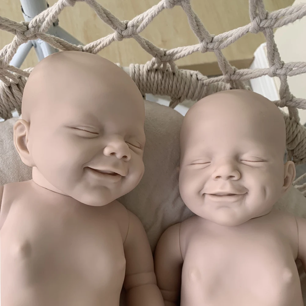 

55cm Smiley Face Eyes Full Body Non Toxic Reborn Baby Doll Kit Cute Simulation DIY Assembly Unpainted Soft Gift Silicone