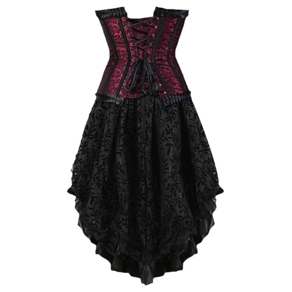 Черное готическое платье в викторианском стиле стимпанк комплект из 2 предметов