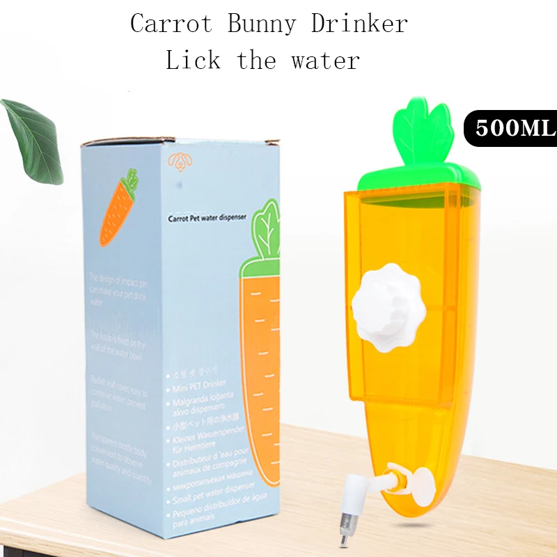 

Carrot Rabbit Drinker Pet Automatic Drinking Fountain Cat Water Dispenser Hanging Needle Kettle For Small Animal Pet Supplies