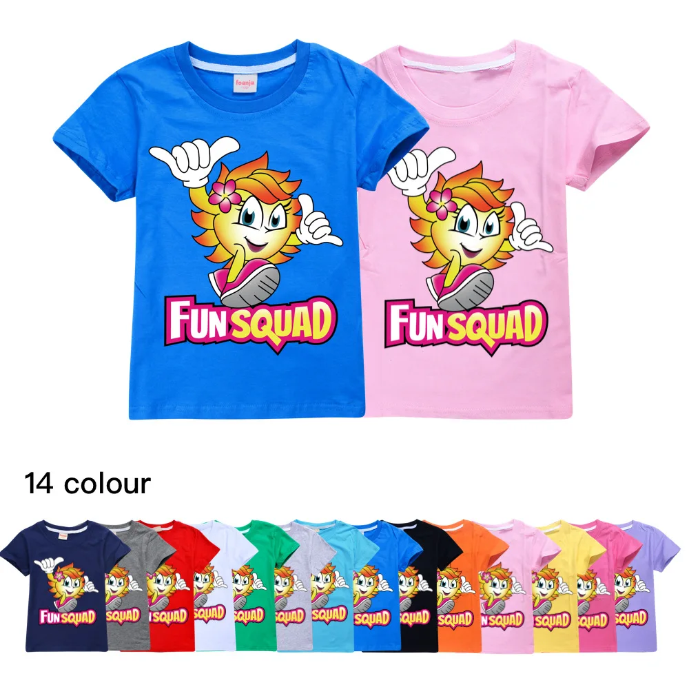 

2021 Summer New Children Fun squad game White T-shirt Pullover Leisure Fashion Kids Girls boys Tops Birthday Gift Kids Clothes