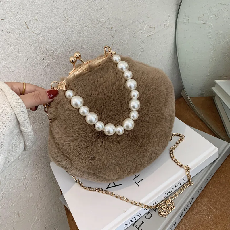 

Soft Fur Handbags Women Evening Bag Fashion Tote Bag High Quality Chain Crossbody Bag Luxury Day Clutches Ladies Wedding Purse