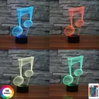 Новейший детский ночник с 3d иллюзией, голограмма музыкальных нот, светильник со светодиодным сенсорным датчиком, цветные прикроватные лампы с питанием от Usb и аккумулятора