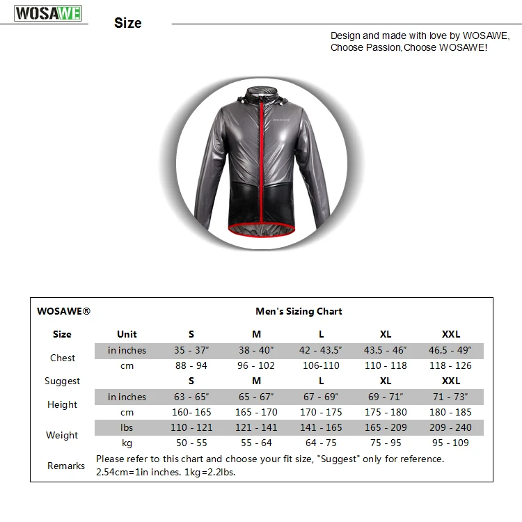

WOSAWE Thin Cycling Rain Jacket Men Raincoat Waterproof Windproof MTB Bike Windbreaker Bicycle Running Outdoor Sports Wear