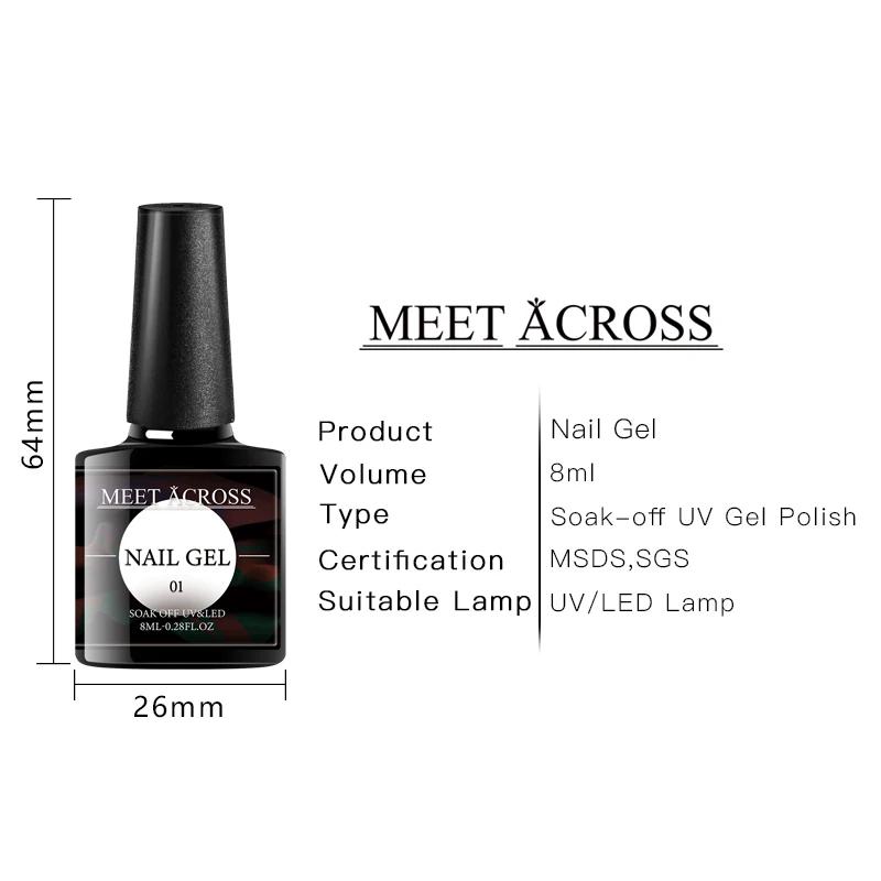 

MEET ACROSS 8ml Matte Top Coat Gel Nail Polish Nail Primer Gel Nail Art Semi Permanant UV Primer Manicure Nail Polish